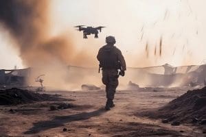 Maris-Tech portrays a soldier sending out a drone and using military intelligence technology.